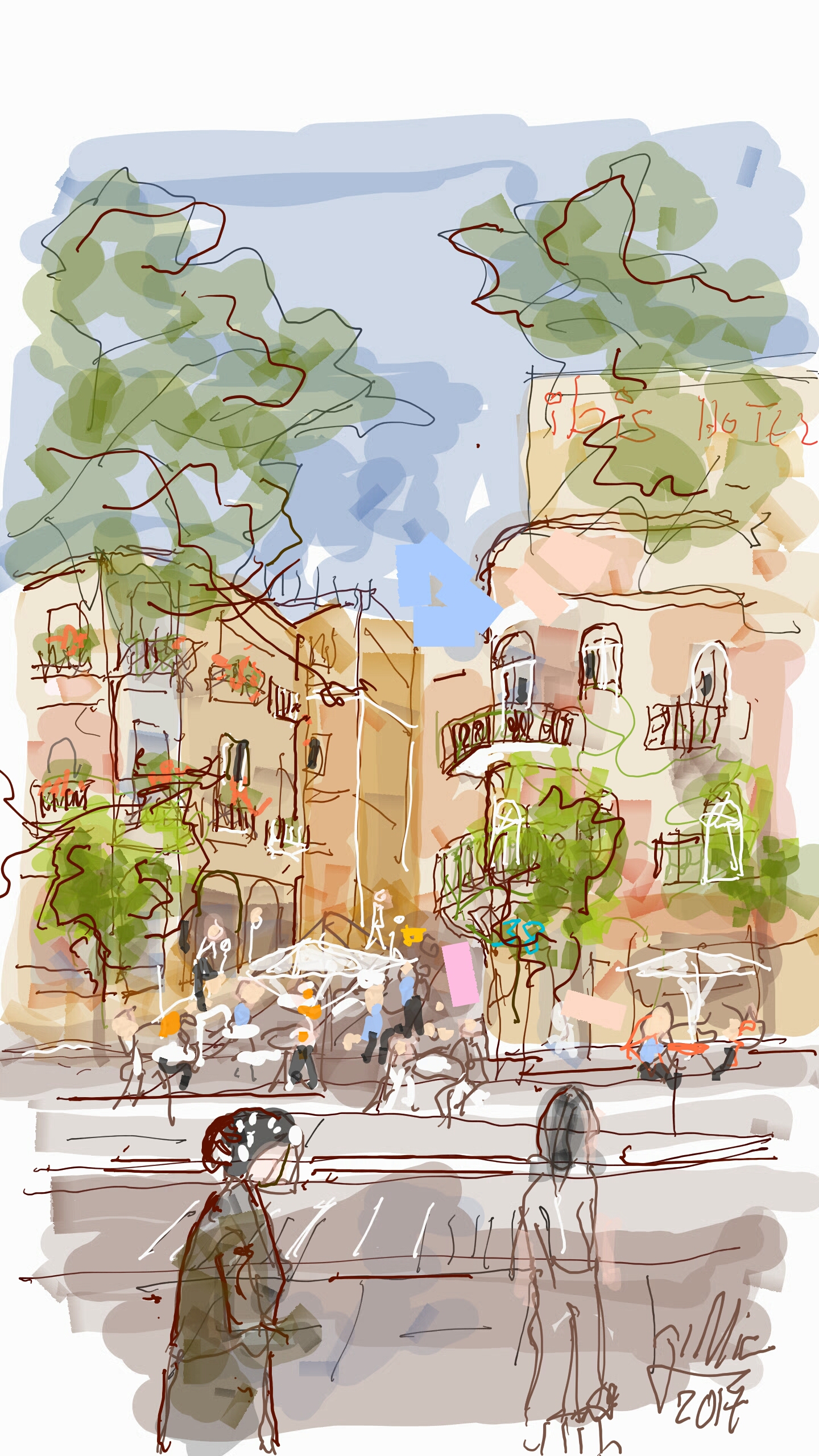 A Digital Free Hand Painting Journey Along Jaffa Street in Jerusalem